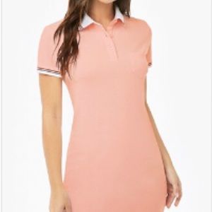 Contrast Trim Polo Tshirt Dress